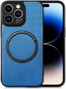Apple iPhone 15 Pro Hoesje MagSafe Kunstleer Back Cover Blauw