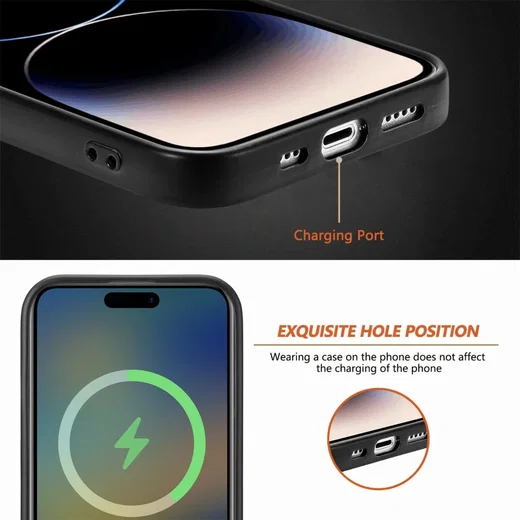 Apple iPhone 15 Pro Hoesje MagSafe Kunstleer Back Cover Blauw afbeelding 4