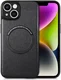 Apple iPhone 15 Plus Hoesje MagSafe Kunstleer Back Cover Zwart afbeelding 1