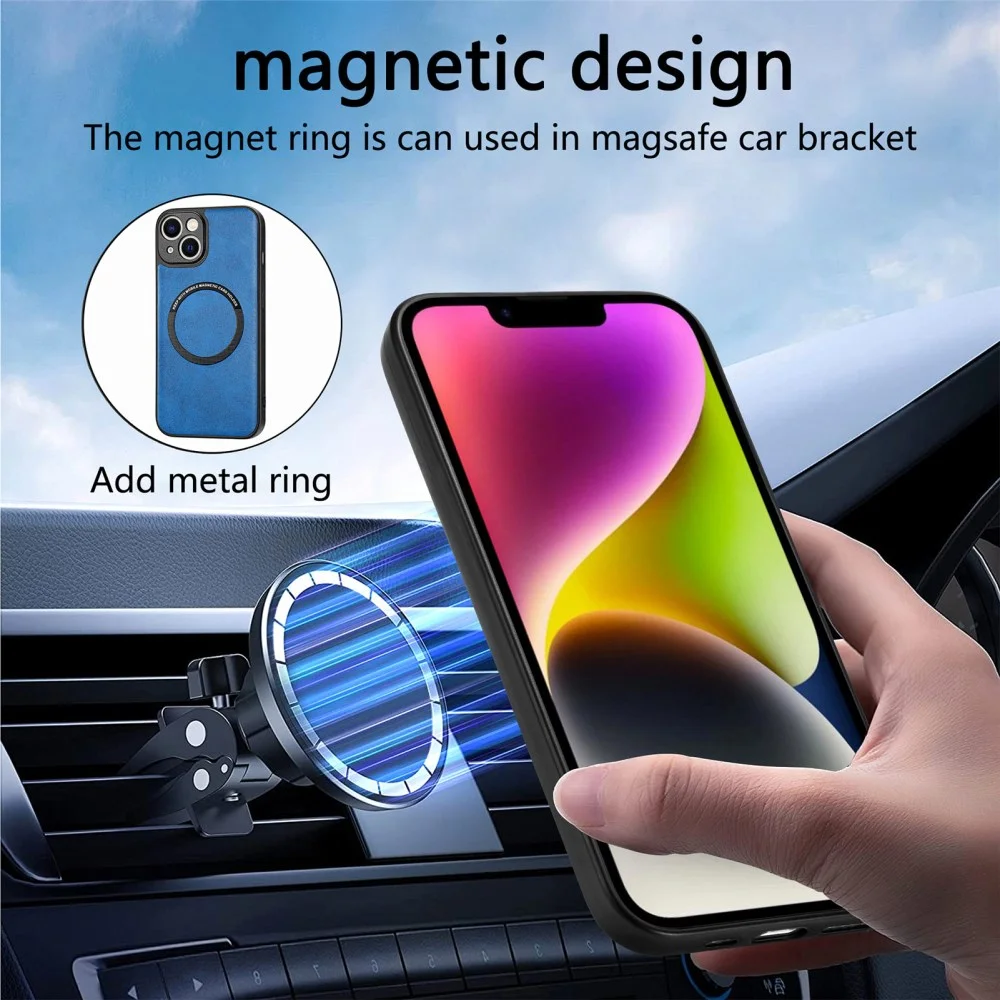 Apple iPhone 15 Plus Hoesje MagSafe Kunstleer Back Cover Zwart afbeelding 7