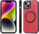 Apple iPhone 15 Hoesje MagSafe Kunstleer Back Cover Rood afbeelding 8