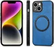Apple iPhone 15 Hoesje MagSafe Kunstleer Back Cover Blauw afbeelding 8