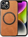 Apple iPhone 15 Hoesje MagSafe Kunstleer Back Cover Bruin