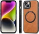 Apple iPhone 15 Hoesje MagSafe Kunstleer Back Cover Bruin afbeelding 8
