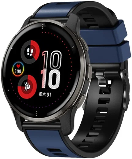 Universeel Smartwatch 22MM Siliconen Bandje - Gespsluiting - Blauw/Zwart afbeelding 1