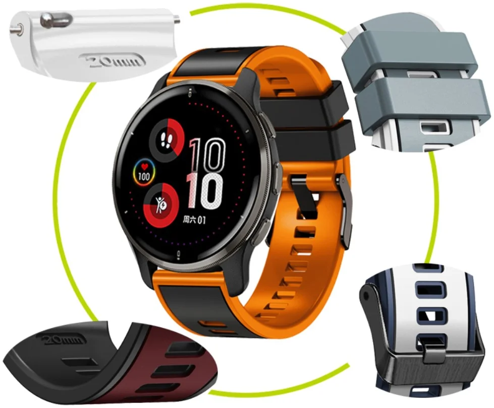 Universeel Smartwatch 22MM Siliconen Bandje - Gespsluiting - Blauw/Zwart afbeelding 4