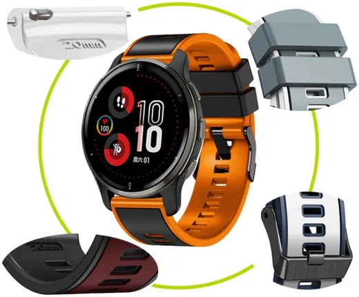 Universeel Smartwatch 22MM Siliconen Bandje - Gespsluiting - Blauw/Zwart afbeelding 4