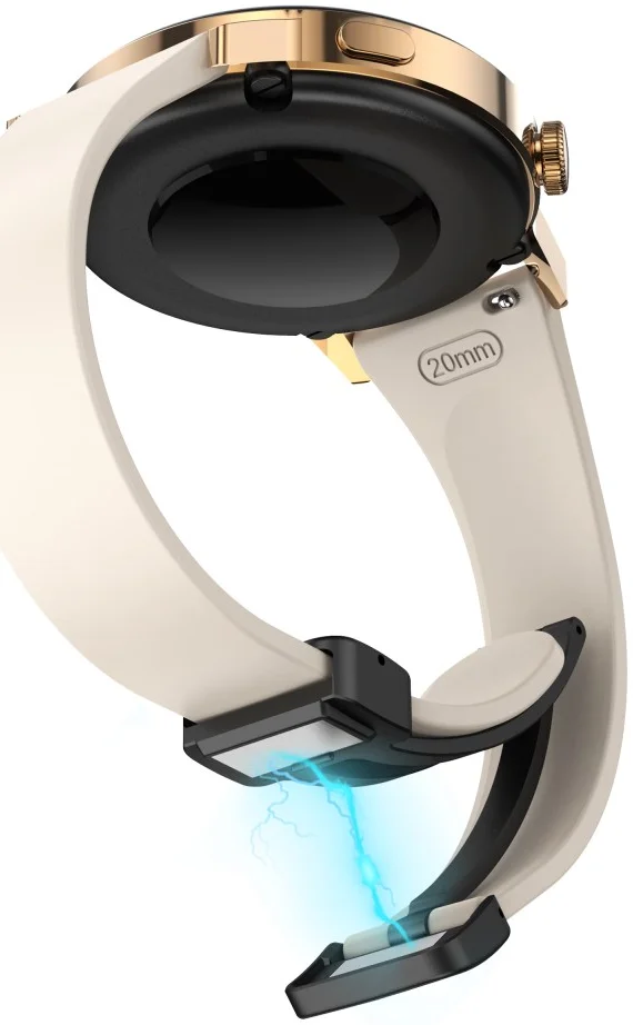 Universeel Smartwatch 20MM Bandje - Siliconen - Magneetsluiting - Beige afbeelding 2