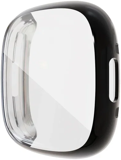 Fitbit Sense 2 Hoesje - Full Protect Flexibel TPU Case - Transparant Zwart afbeelding 1