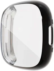 Fitbit Sense 2 Hoesje - Full Protect Flexibel TPU Case - Transparant Zwart afbeelding