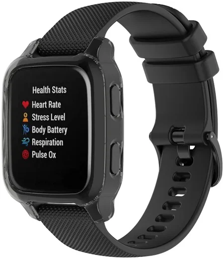 Garmin Venu SQ (2) / Venu SQ Music (2) Hoesje - TPU Bumper Case - Zwart afbeelding 2