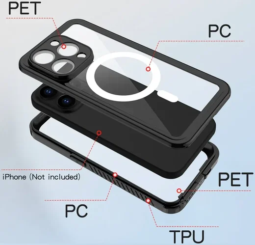 Armor-X iPhone 15 Pro Hoesje IP68 Waterdicht MagSafe Case Transparant afbeelding 5