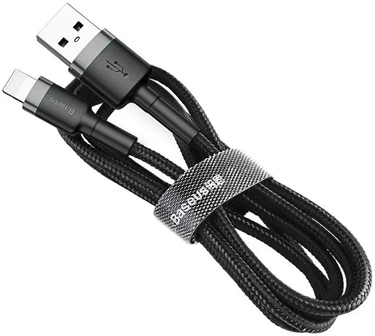 Baseus Cafule USB-A naar Apple Lightning Kabel 2.4A 0.5M Grijs/Zwart afbeelding 2
