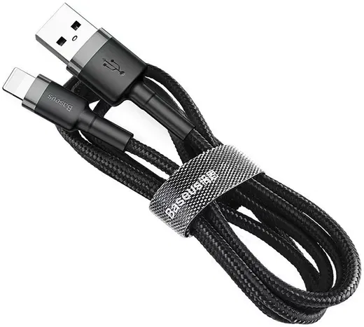 Baseus Cafule USB-A naar Apple Lightning Kabel 2.4A 0.5M Grijs/Zwart afbeelding 2