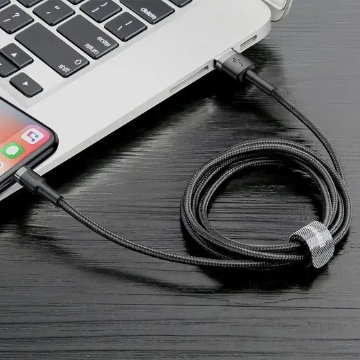 Baseus Cafule USB-A naar Apple Lightning Kabel 2.4A 0.5M Grijs/Zwart afbeelding 4