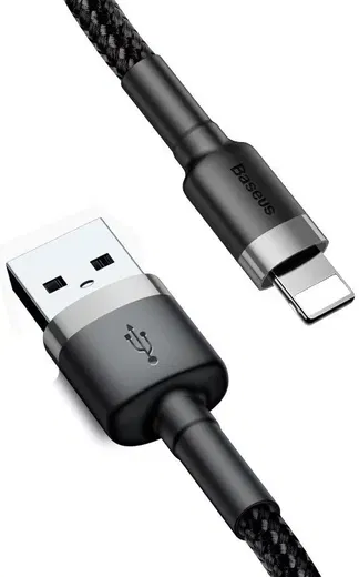 Baseus Cafule USB-A naar Apple Lightning Kabel 2.4A 0.5M Grijs/Zwart afbeelding 6