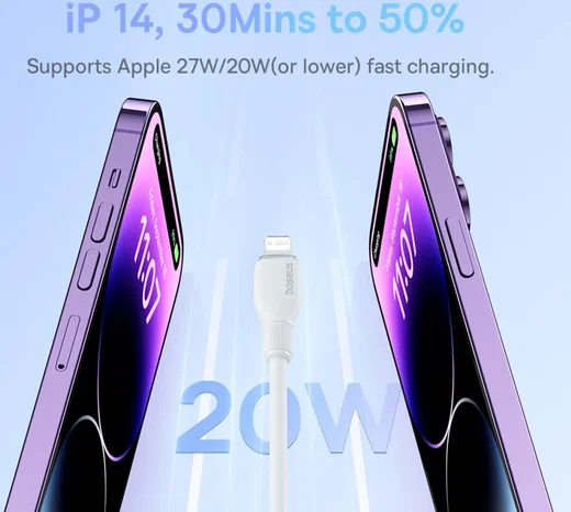 Baseus Pudding USB-C naar Apple Lightning Kabel PD 20W 2M Wit afbeelding 3