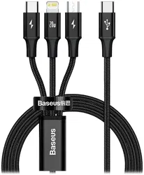 Baseus 3-in-1 USB-C naar Lightning/USB-C/Micro-USB Kabel 1.5M Zwart afbeelding