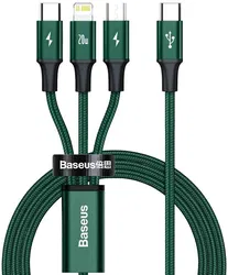 Baseus 3-in-1 USB-C naar Lightning/USB-C/Micro-USB Kabel 1.5M Groen afbeelding