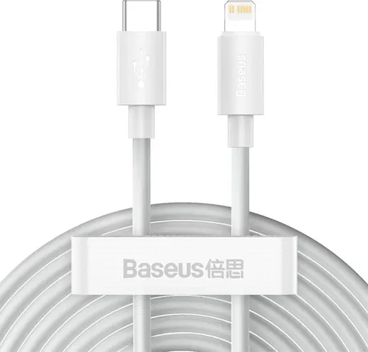 Baseus USB-C naar Apple Lightning Kabel 20W PD 1.5M Wit (2-Pack) afbeelding 1