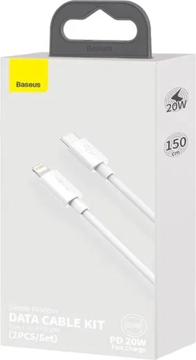 Baseus USB-C naar Apple Lightning Kabel 20W PD 1.5M Wit (2-Pack) afbeelding 14