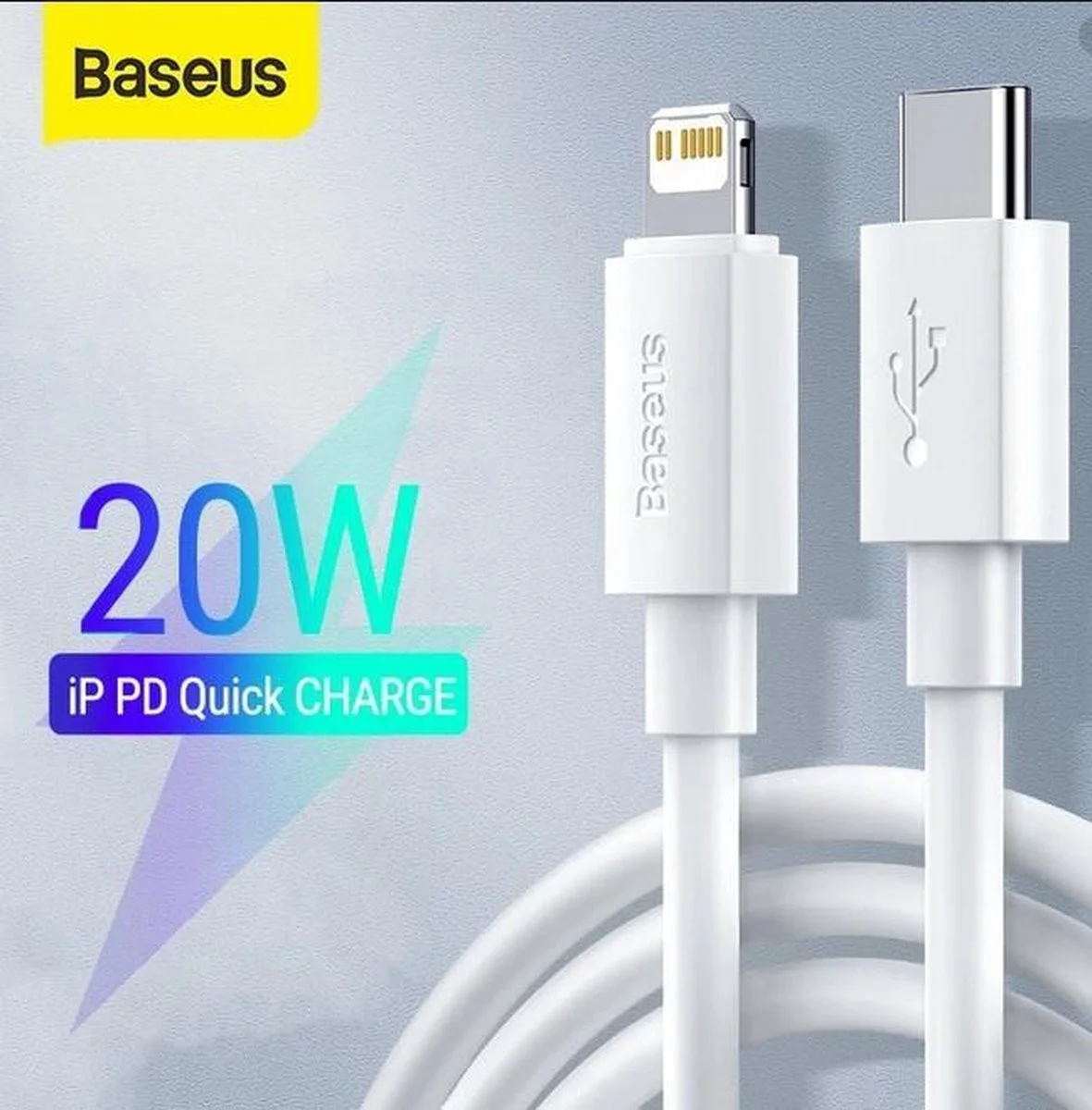 Baseus USB-C naar Apple Lightning Kabel 20W PD 1.5M Wit (2-Pack) afbeelding 5