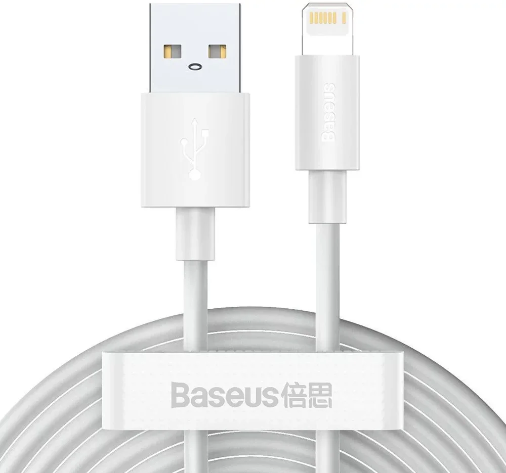 Baseus 2.4A USB naar Lightning Kabel 20W 1.5M Wit (2-Pack) afbeelding 1