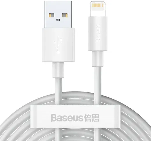Baseus 2.4A USB naar Lightning Kabel 20W 1.5M Wit (2-Pack) afbeelding 1