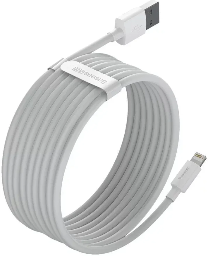 Baseus 2.4A USB naar Lightning Kabel 20W 1.5M Wit (2-Pack) afbeelding 2
