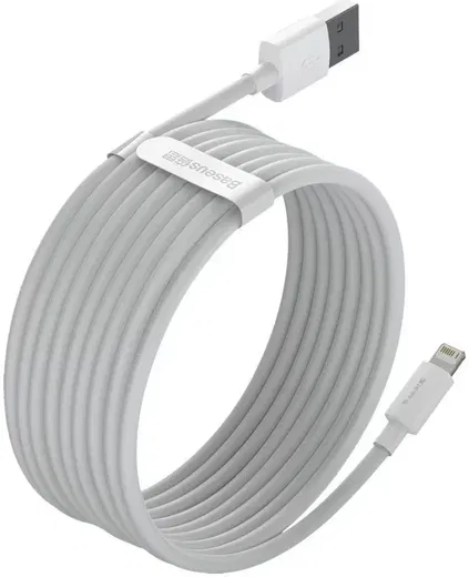 Baseus 2.4A USB naar Lightning Kabel 20W 1.5M Wit (2-Pack) afbeelding 2
