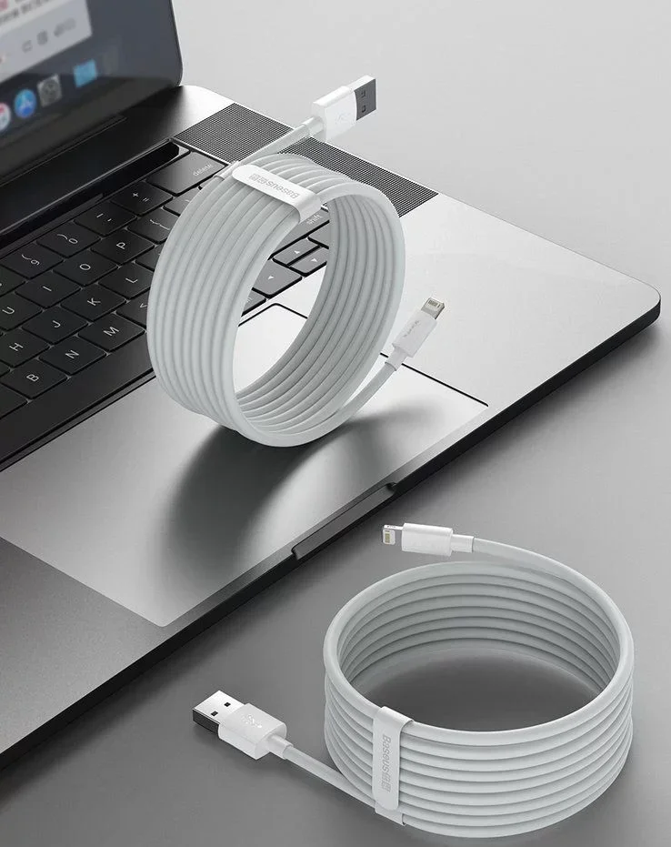 Baseus 2.4A USB naar Lightning Kabel 20W 1.5M Wit (2-Pack) afbeelding 4