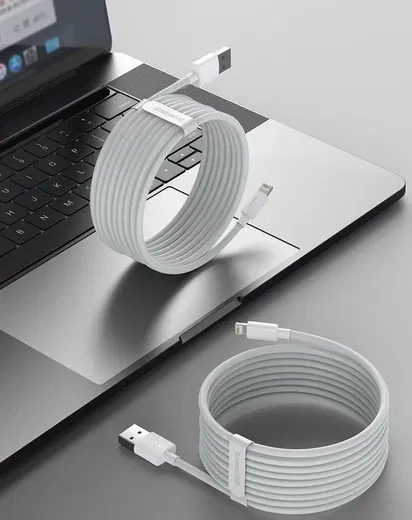 Baseus 2.4A USB naar Lightning Kabel 20W 1.5M Wit (2-Pack) afbeelding 4