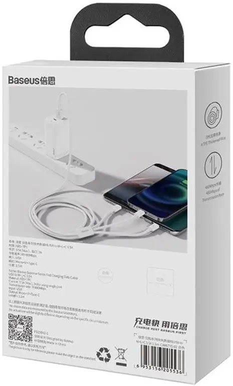 Baseus Superior 3-in-1 USB naar Lightning/USB-C/MicroUSB Kabel 1.5M afbeelding 16