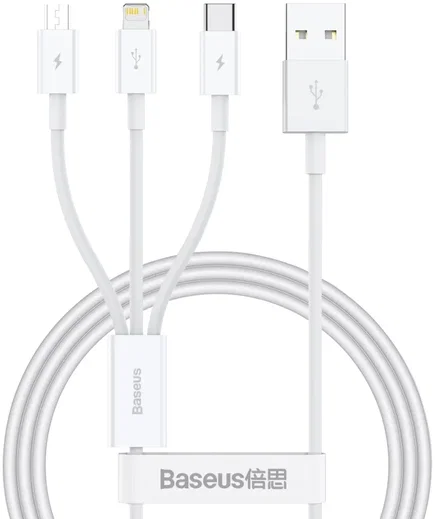 Baseus Superior 3-in-1 USB naar Lightning/USB-C/MicroUSB Kabel 1M afbeelding 1