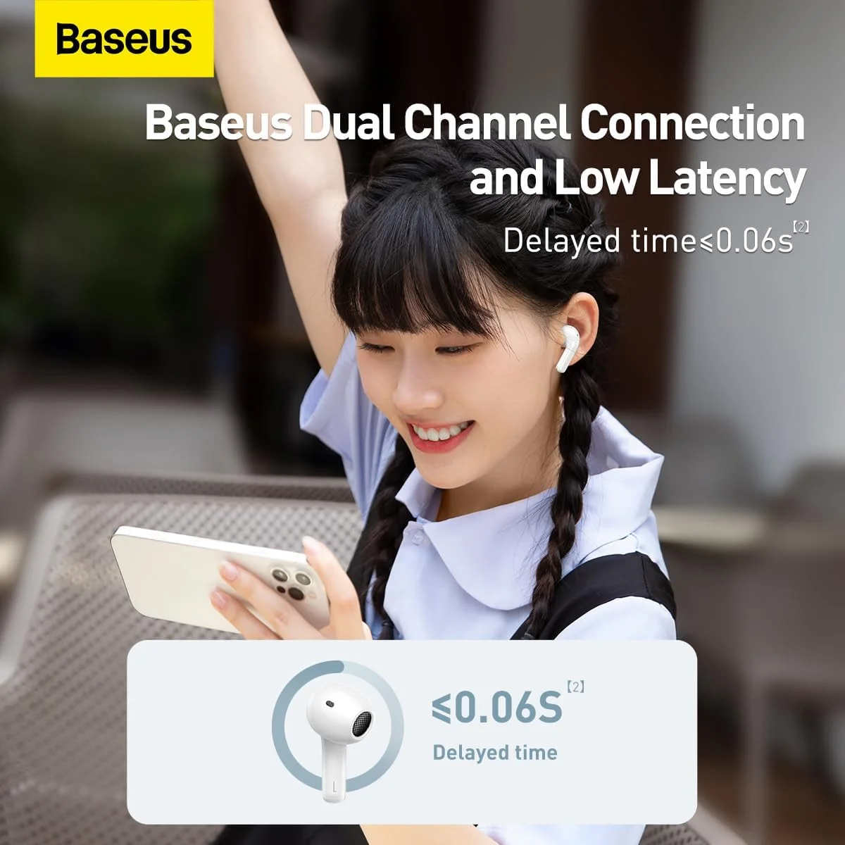 Baseus Bowie E3 True Wireless Bluetooth Earphones Wit afbeelding 4