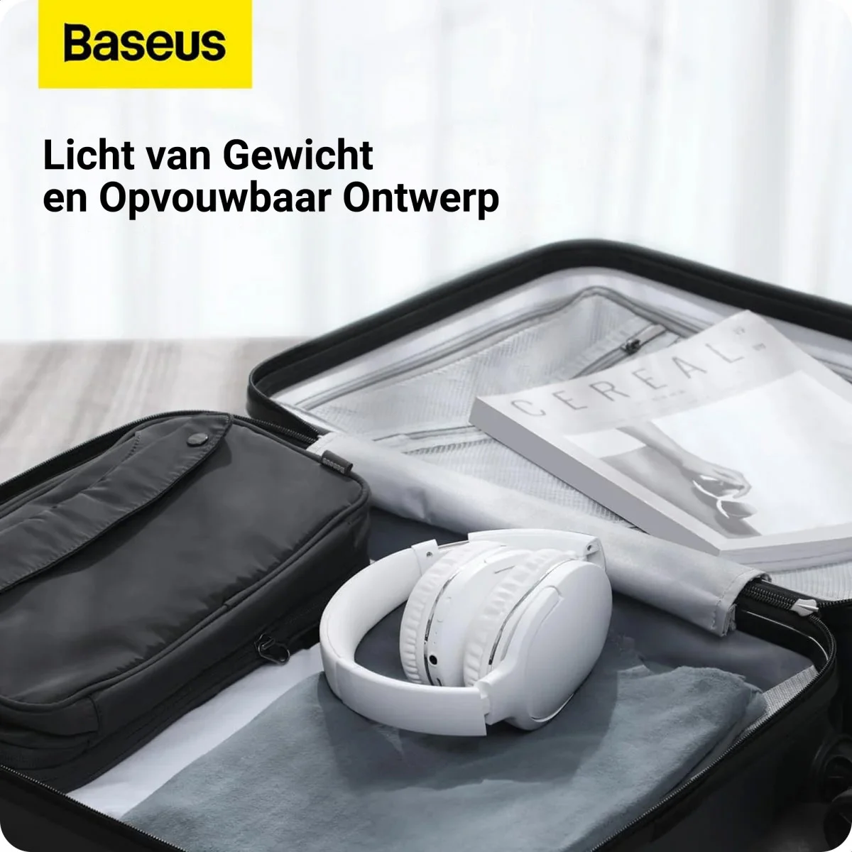 Baseus Encok Pro Draadloze Koptelefoon Bluetooth 5.3 Wit afbeelding 6