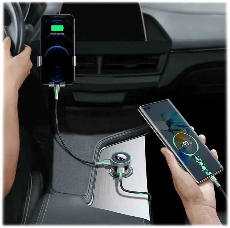 Baseus Draadloze Bluetooth FM Transmitter Auto Snellader 18W Zwart afbeelding 5