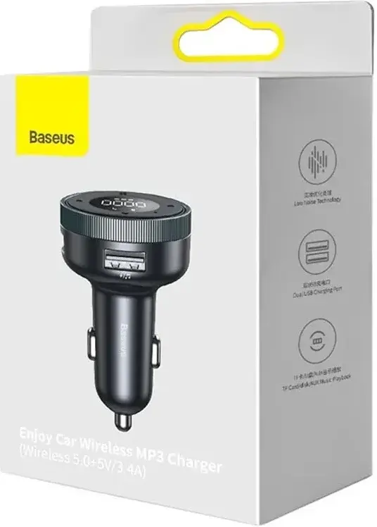 Baseus Draadloze Bluetooth FM Transmitter Auto Snellader 18W Zwart afbeelding 7