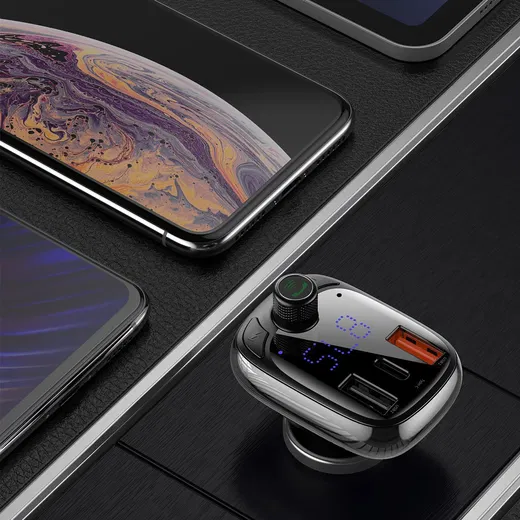 Baseus Bluetooth 5.0 Muziek Transmitter en Auto Snellader 28W Zwart afbeelding 5