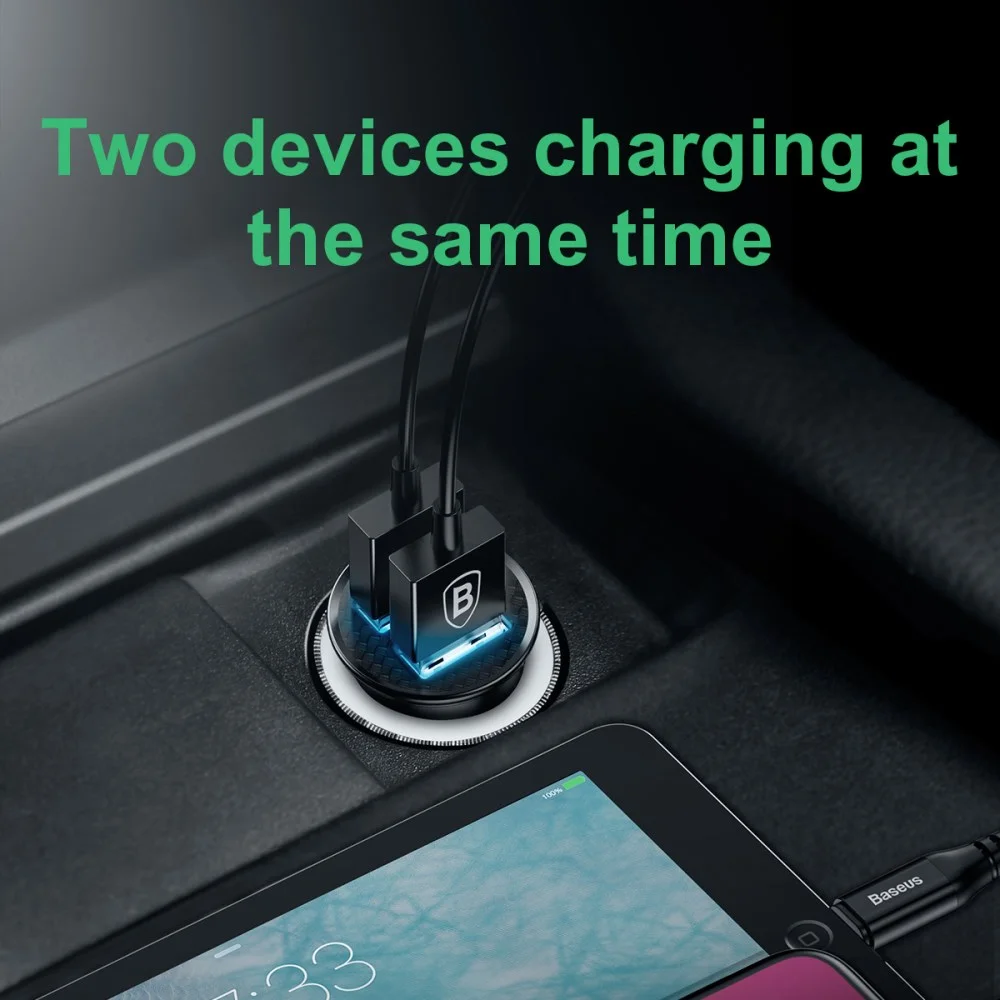 Baseus Dubbele USB Poort Autolader 30W met Quick Charge 3.0 Zwart afbeelding 4