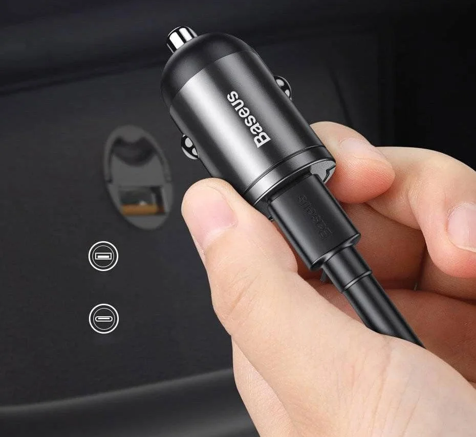 Baseus Tiny Star Mini Autolader 30W met Quick Charge Grijs afbeelding 4
