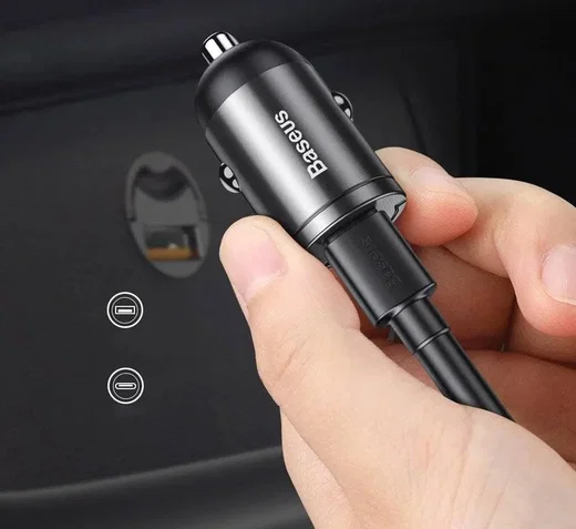 Baseus Tiny Star Mini Autolader 30W met Quick Charge Grijs afbeelding 4