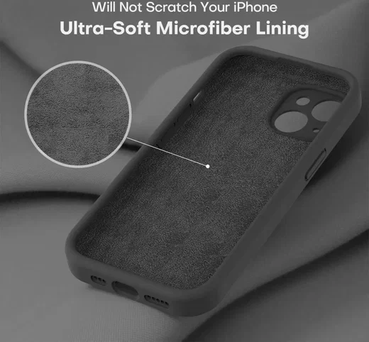 Apple iPhone 15 Hoesje Camera Bescherming Siliconen Back Cover Zwart afbeelding 4