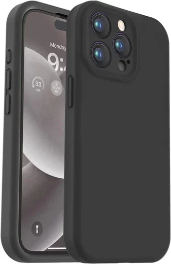 Apple iPhone 15 Pro Hoesje met Camera Bescherming Siliconen Zwart afbeelding 1