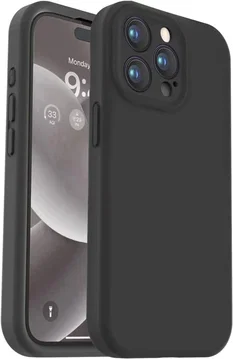 Apple iPhone 15 Pro Hoesje met Camera Bescherming Siliconen Zwart