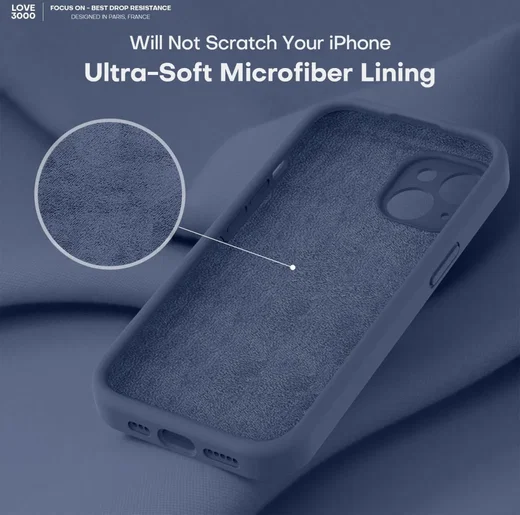 Apple iPhone 15 Hoesje met Camera Bescherming Siliconen Donkerblauw afbeelding 6