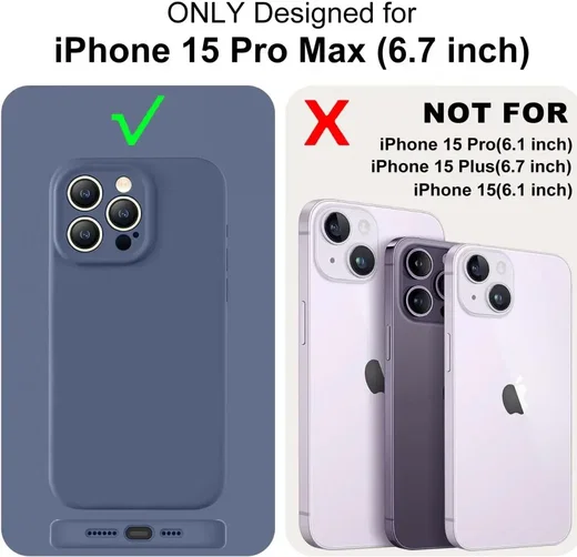 Apple iPhone15 Pro Max Hoesje Camera Bescherming Siliconen Donkerblauw afbeelding 2