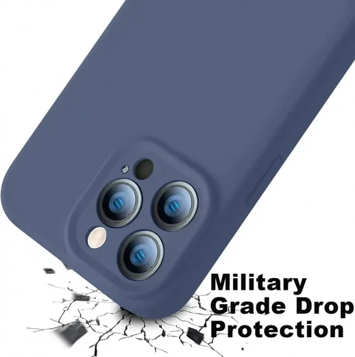 Apple iPhone15 Pro Max Hoesje Camera Bescherming Siliconen Donkerblauw afbeelding 6