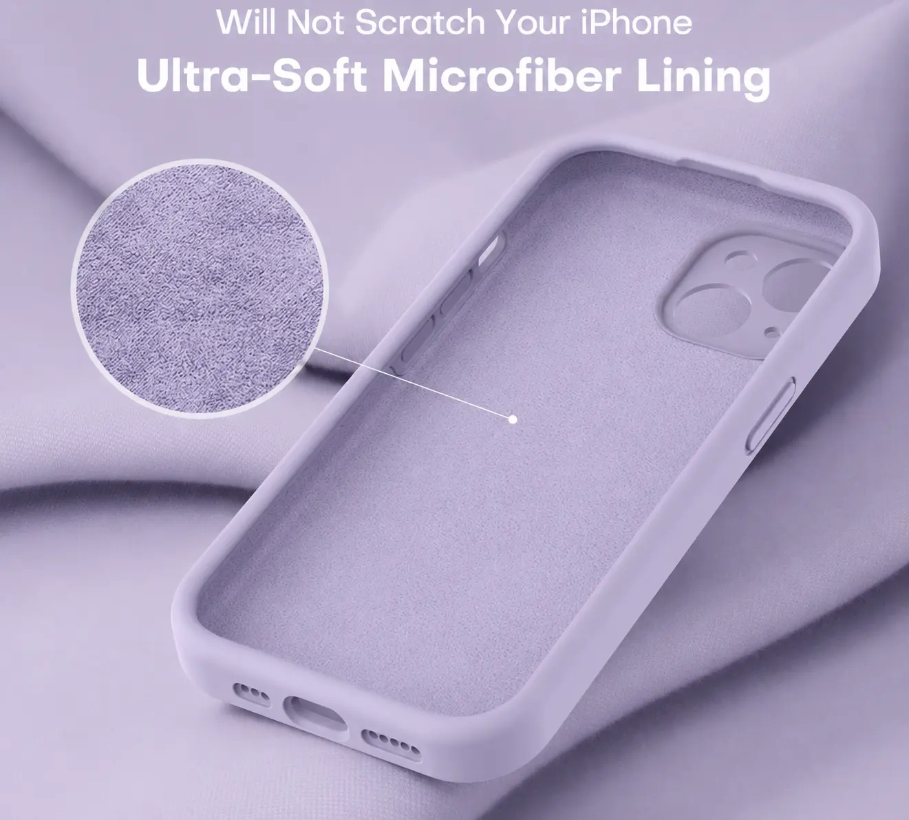Apple iPhone 15 Hoesje Camera Bescherming Siliconen Back Cover Lila afbeelding 4