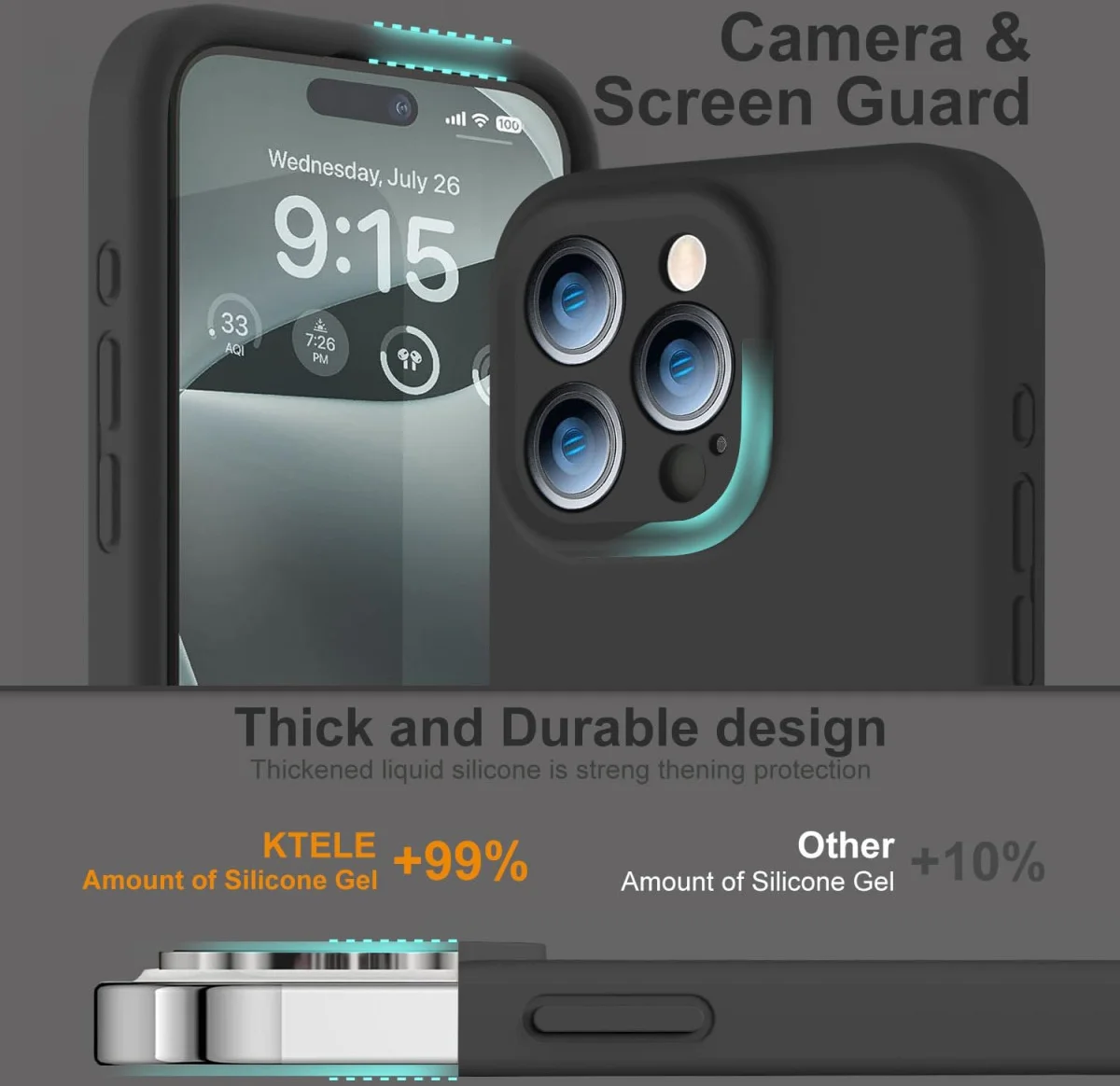 Apple iPhone 15 Pro Max Hoesje met Camera Bescherming Siliconen Lila afbeelding 5